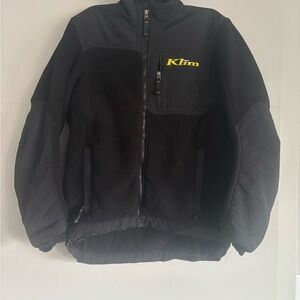 Black Performance Jacket with Fleece Material and Full-Length Zipper